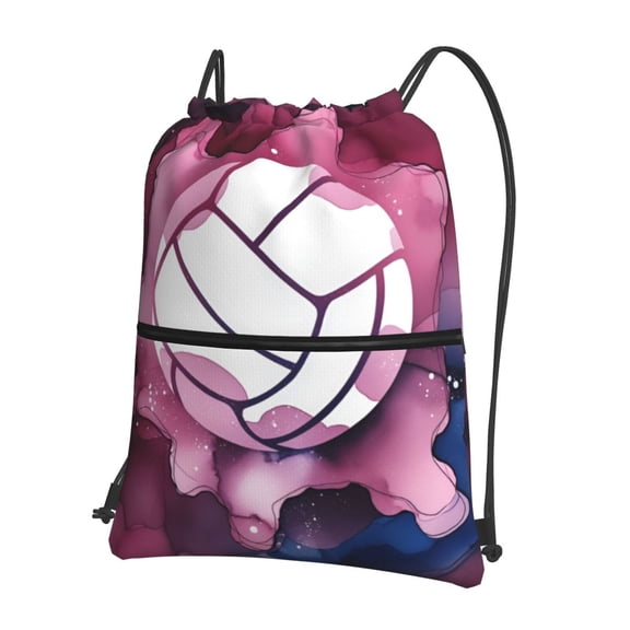 Volleyball Drawstring Backpack Bag Water Resistant Yoga Shopping Cinch Bag Sackpack For Men Women