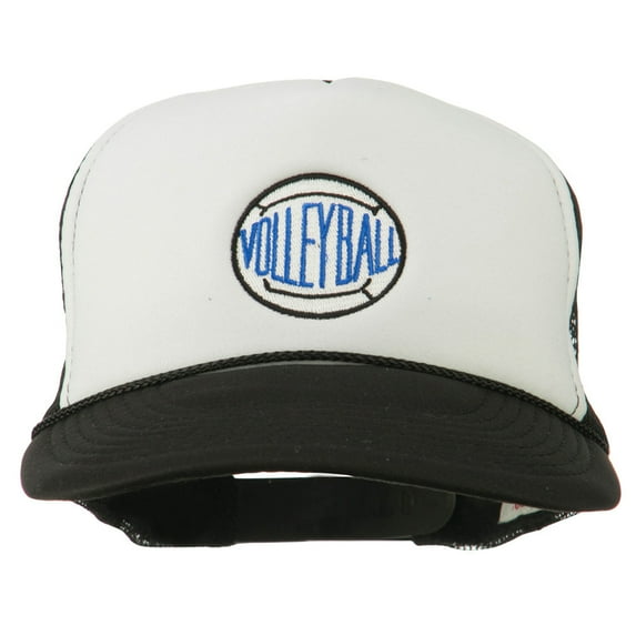 Volleyball Embroidered Foam Mesh Cap - Black White OSFM