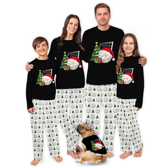 Volleyball Family Christmas Pajamas With Plus Size, Matching Top And Bottoms, Size NB- Men 6XL