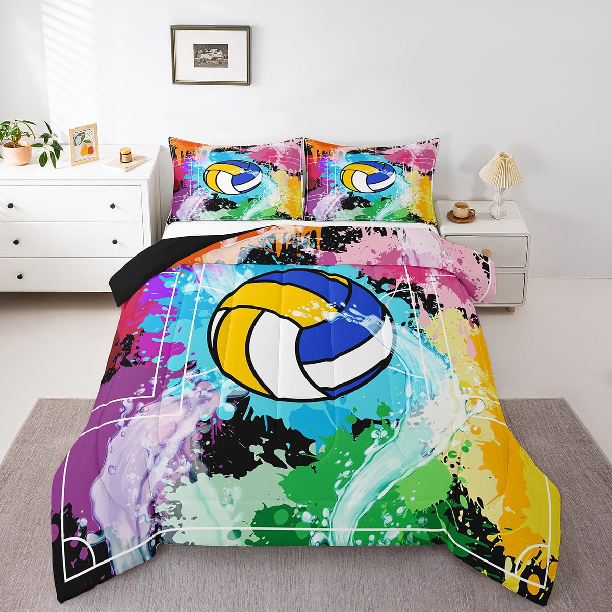 Volleyball Full Comforter Sets for Boys Girls,Sports Game Bedding Set ...