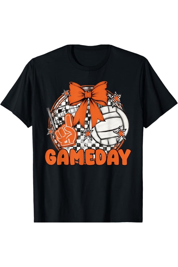 Volleyball Game Day Retro Girls Volleyball Mom Cheer Orange T-Shirt