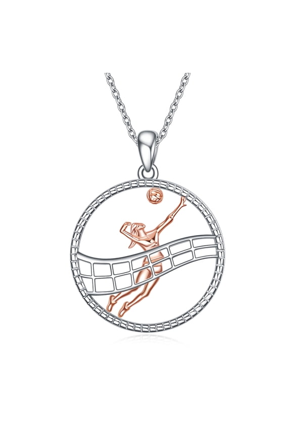 Volleyball Gifts Necklace for Players Sterling Silver Sport Inspirational Volleyball Jewelry for Women (silver)