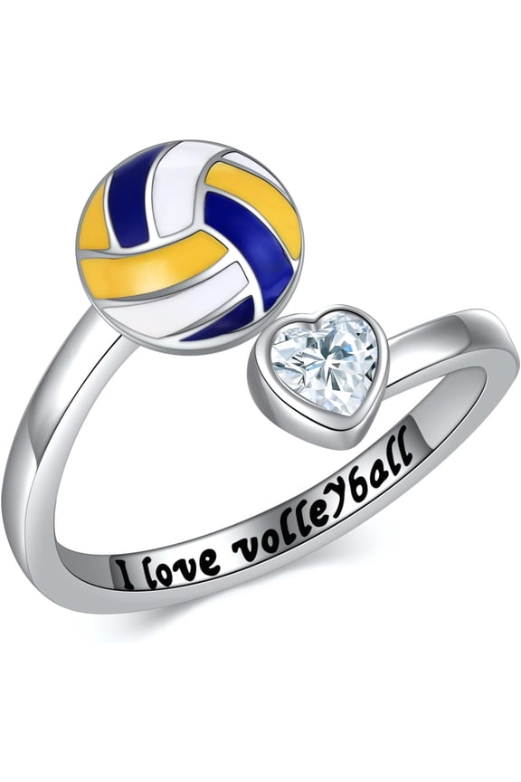 Volleyball Gifts for Women Sterling Silver Volleyball Rings Jewelry for Sports Players