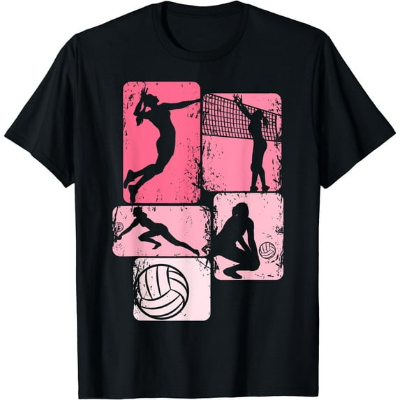 Volleyball Girls Women Youth Girl Player T-Shirt Black 2X-Large