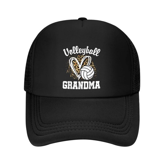 Volleyball Grandma Leopard Heart Baseball Cap