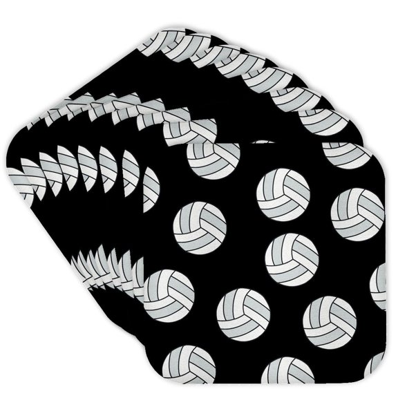 3drose, Volleyball Graphic, Black Background, Set of 8 Coasters - Soft