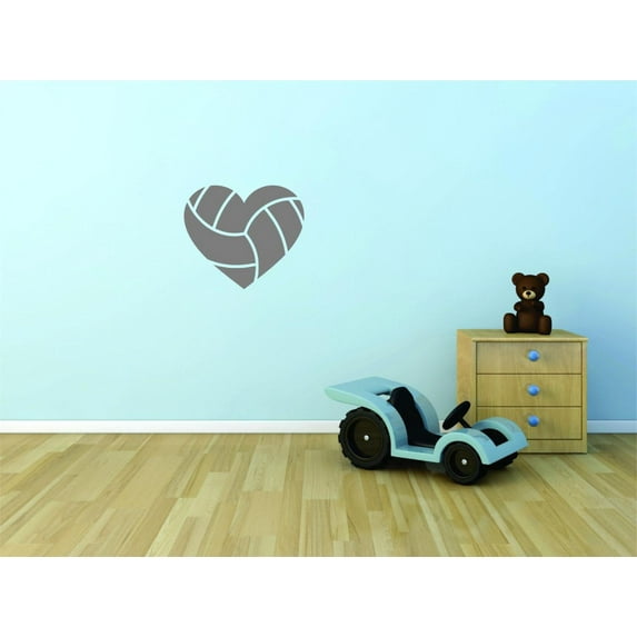 Volleyball Gray heart Sports Score Winner Loser Player Winner Touch Down Win Referee Holiday Gift Decorating Ideas Girl Boy Bedroom Wall Decal Sticker - Size: 18 Inch x 18 Inch