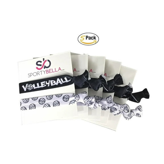 Volleyball Hair Ties - 5 pack - Black White