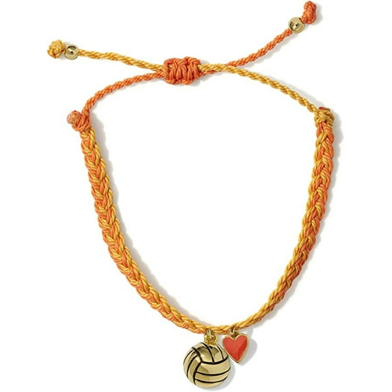 Volleyball Heart Gold Charm Bracelet 100% Waterproof Adjustable Friendship Jewelry Gift Teams