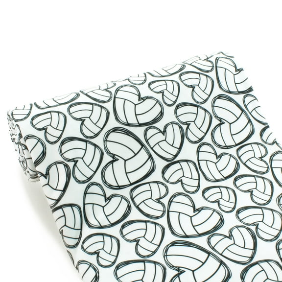 Volleyball Hearts DBP Fabric - Double Brushed Polyester 4 Way Stretch - 1 yard