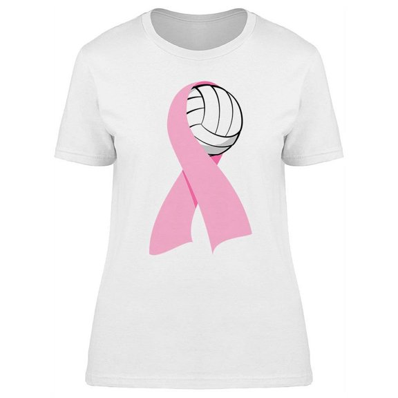 Volleyball In A Pink Ribbon T-Shirt Women -Image by Shutterstock, Female Medium