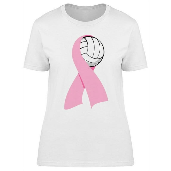 Volleyball In A Pink Ribbon T-Shirt Women -Image by Shutterstock, Female x-Large