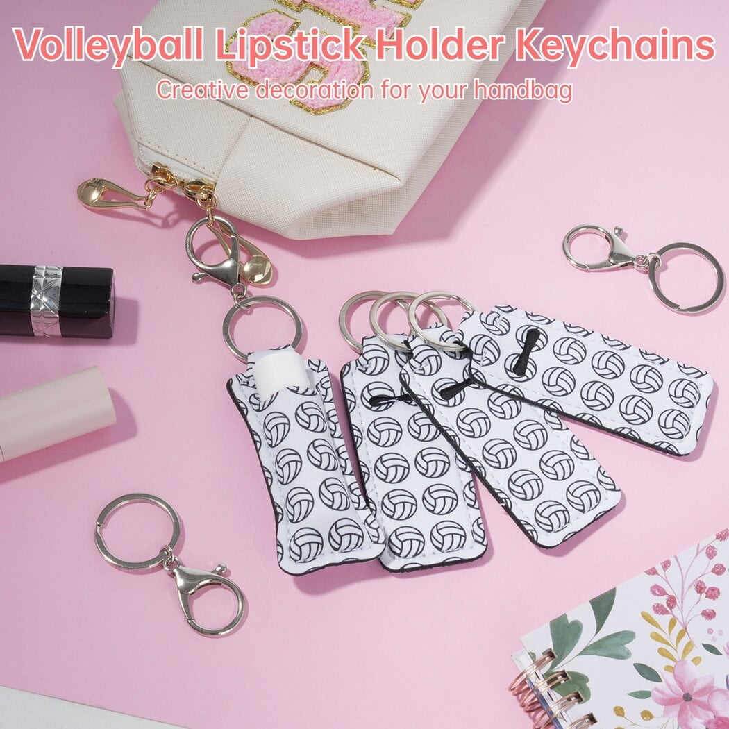 Volleyball Lipstick Holder Keychain 16 PCS , Lip Balm Gloss Holder Bulk