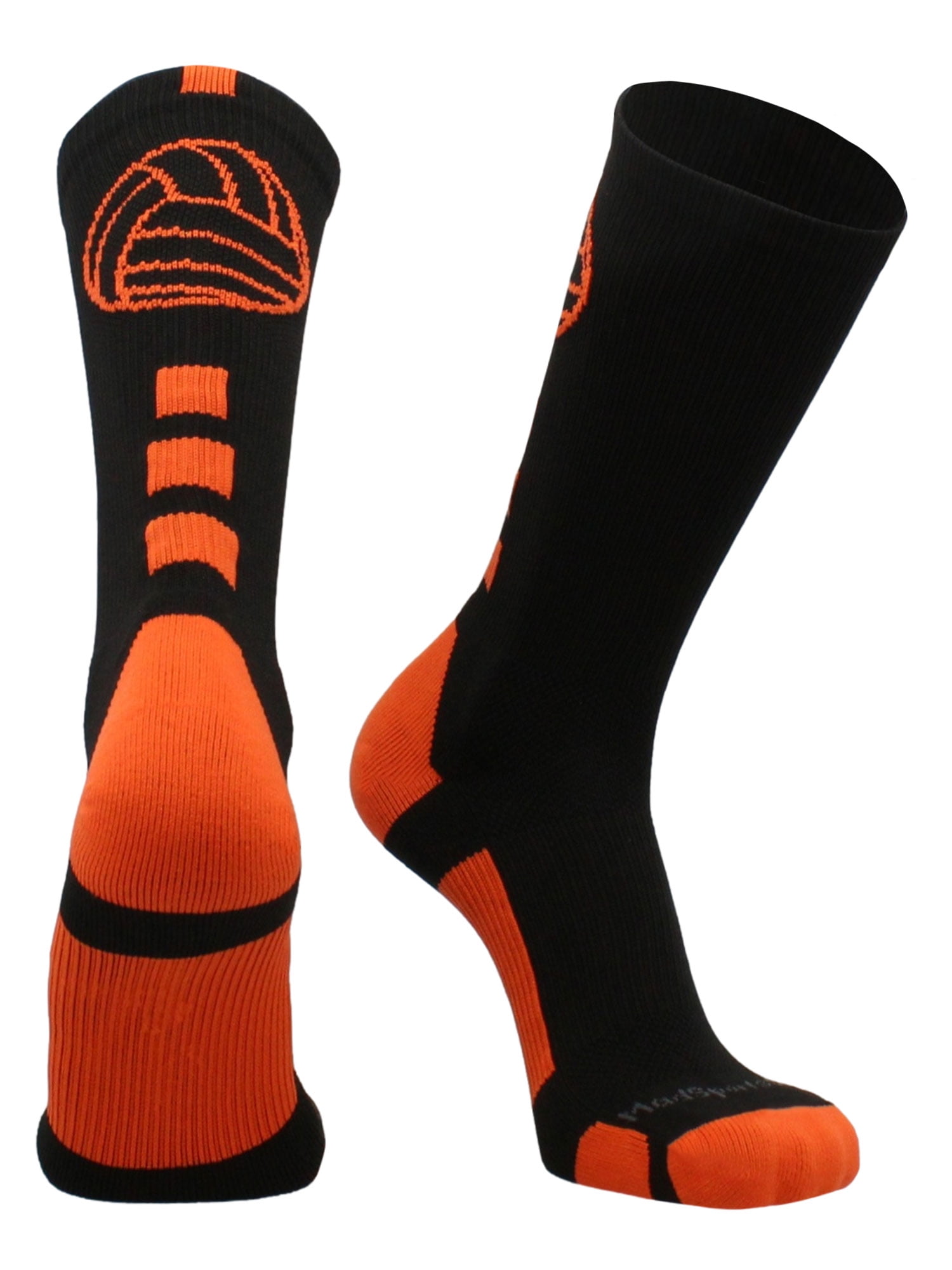 Volleyball Logo Crew Socks (Black/Orange, Medium) - Walmart.com