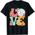 thumbnail image 1 of Volleyball Love Cute Volleyball Lover Women Teens Girls T-Shirt mens t shirt，black，women，funny，misfits，men，journey，t-shirt, 1 of 4