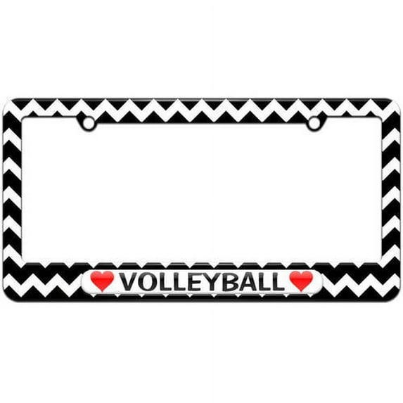 Volleyball Love with Hearts License Plate Tag Frame, Multiple Colors