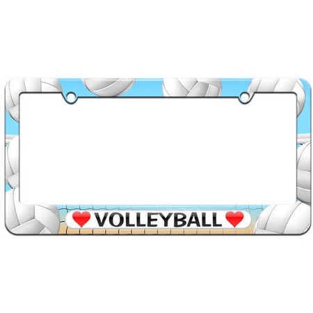 Volleyball Love with Hearts License Plate Tag Frame, Multiple Colors