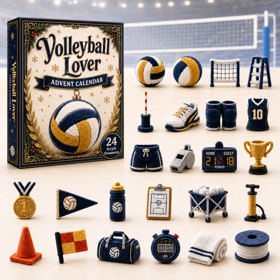 Volleyball Lover Advent Calendar 2026 - 24-Day Festive Countdown, 2D Acrylic Charms Blind Box - Gift For Sports Lovers