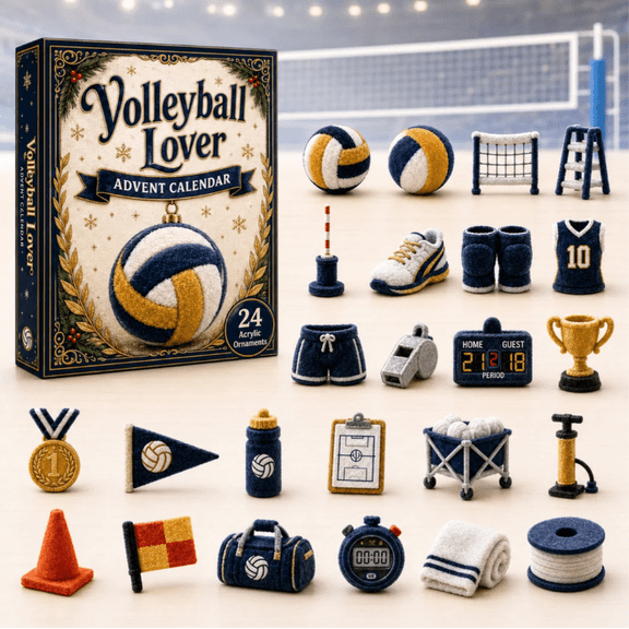 Volleyball Lover Advent Calendar 2026 - 24-Day Festive Countdown, 2D Acrylic Charms Blind Box - Gift For Sports Lovers