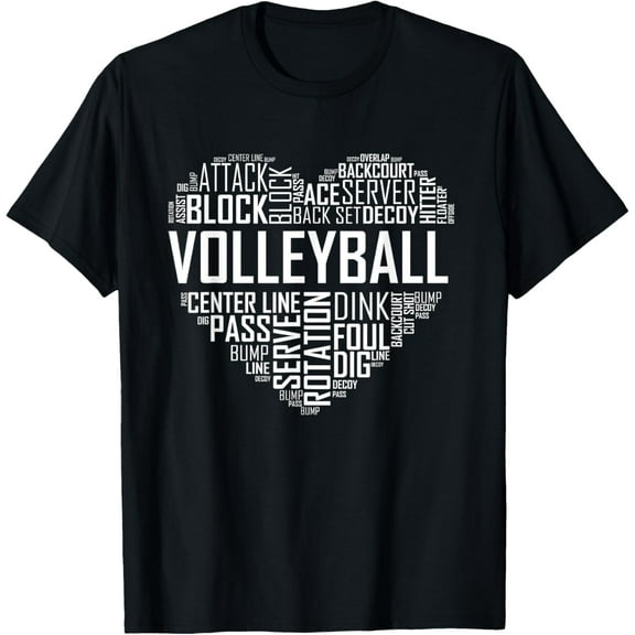 Volleyball Lover Heart Volley Gift for Players and Coaches T-Shirt