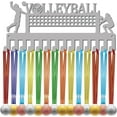 thumbnail image 1 of Volleyball Medal Holder Medal Hanger Display Rack Sports Hanging Athlete Awards Iron Small Wall Mount Decor with 14 Hooks for Competition Ribbon Lanyard Medals Medalist Silver 11.4x5.1Inch, 1 of 7