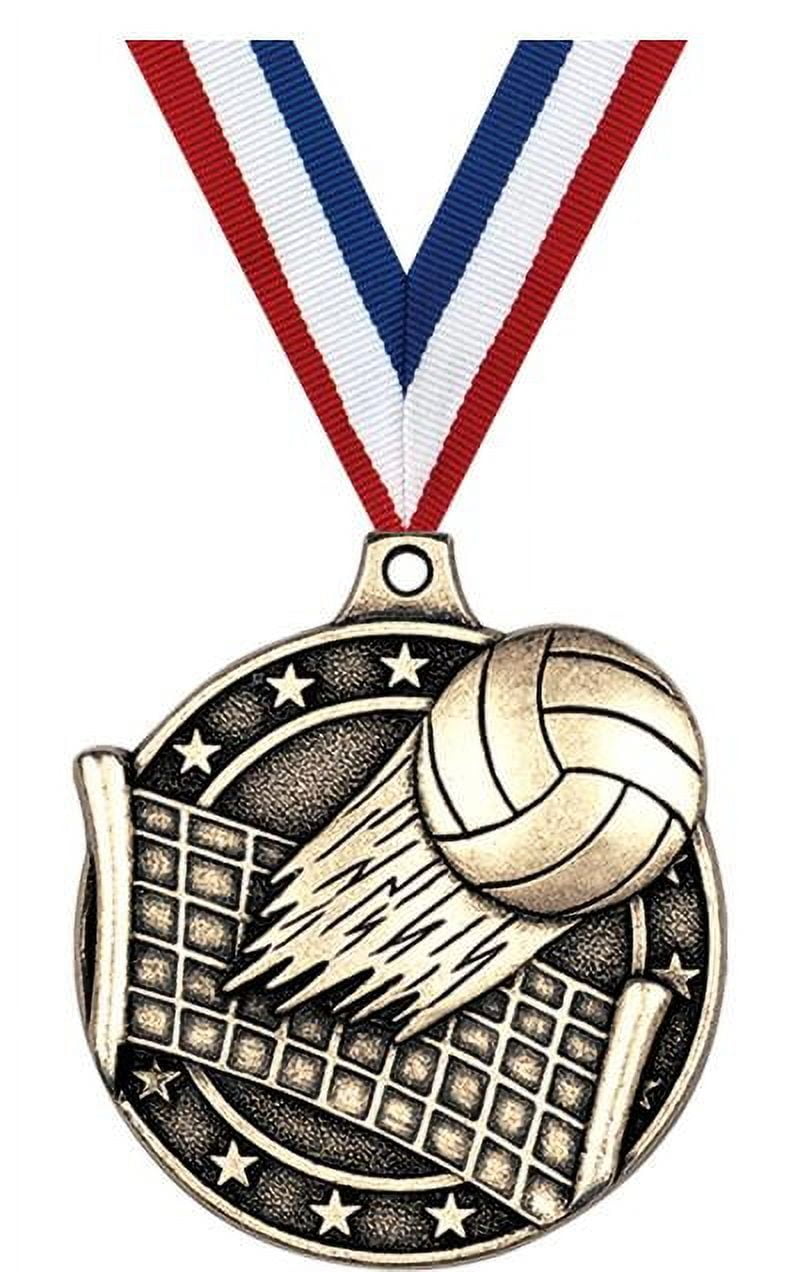 Volleyball Medals, 2" Gold Diecast Volleyball Medal Award 5 Pack