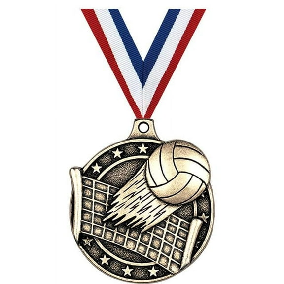 Volleyball Medals, 2" Gold Diecast Volleyball Medal Award 5 Pack