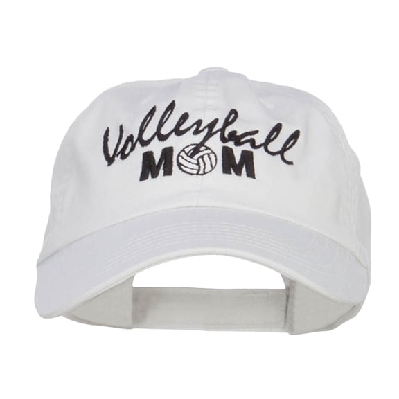 Volleyball Mom Embroidered Low Profile Cap - White OSFM