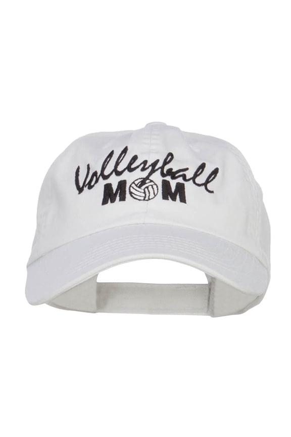 Volleyball Mom Embroidered Low Profile Cap - White OSFM