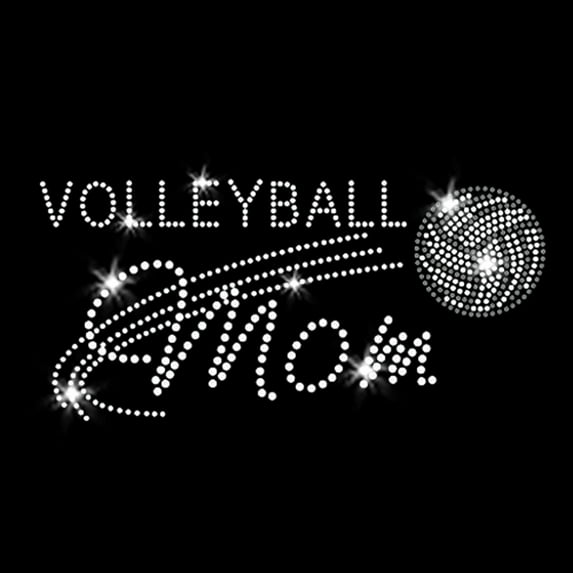 Volleyball Mom Iron-on Clear Rhinestone Transfer by JCS Rhinestones