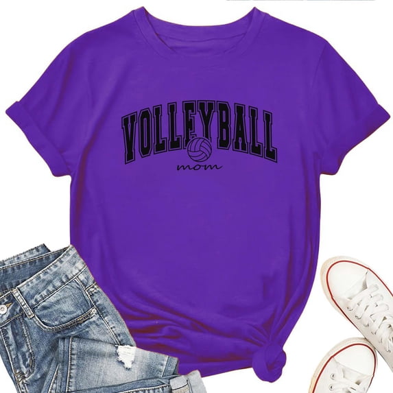 Volleyball Mom Life T-Shirt for Women – Casual Sports Lover Gift Graphic Tee, Athletic Mom Top