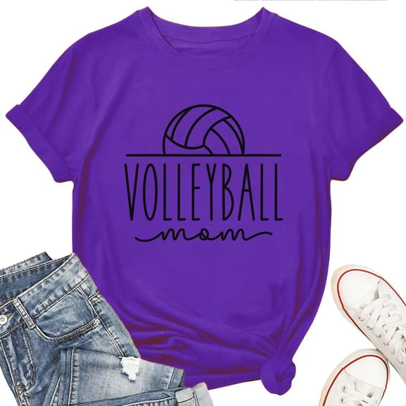 Volleyball Mom T-Shirt for Women – Funny Sports Graphic Tee, Proud Mom Game Day Athletic Top