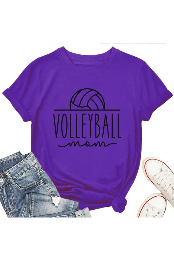 Volleyball Mom T-Shirt for Women – Funny Sports Graphic Tee, Proud Mom Game Day Athletic Top