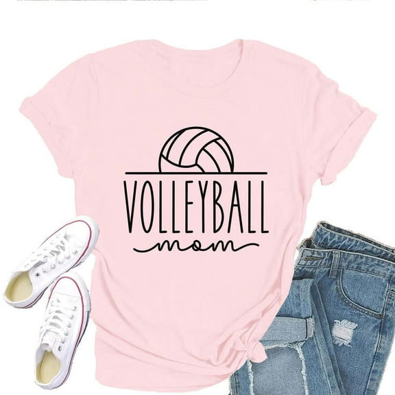 Volleyball Mom T-Shirt for Women – Funny Sports Graphic Tee, Proud Mom Game Day Athletic Top