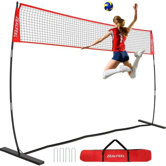 Zealfeel Adjustable Portable 12ft Volleyball Training Net with Carry Bag for Outdoor Practice
