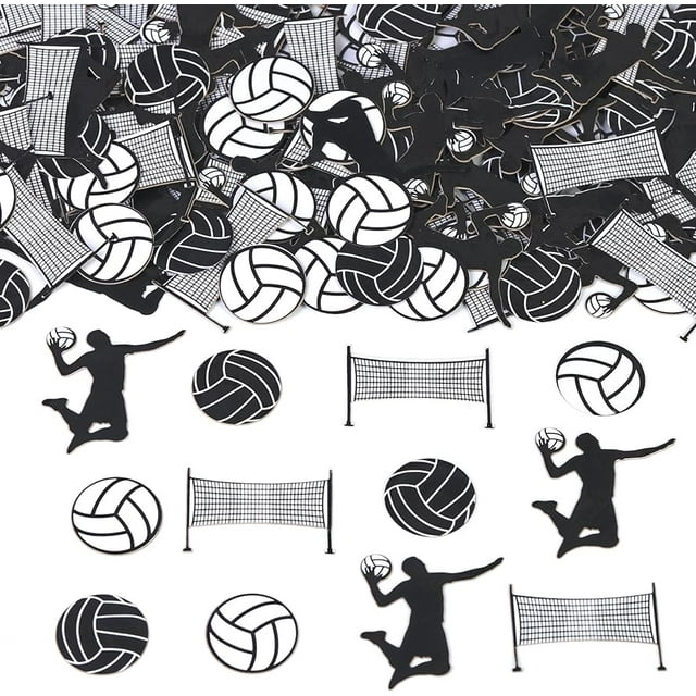 Volleyball Party Decorations Black and White Volleyball Confetti Circle ...