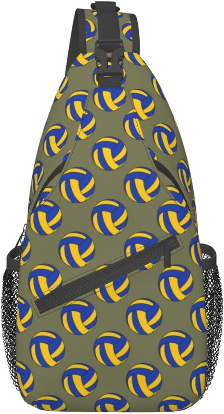Volleyball Pattern Sling Bag Crossbody Hiking Travel Chest Bags Backpack Shoulder Daypack for Women Men