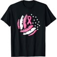 thumbnail image 1 of Volleyball Pink Ribbon Breast Cancer Awareness Gift USA Flag T-Shirt, 1 of 3