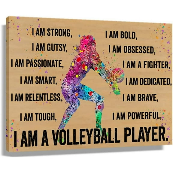 Volleyball Player Motivational Sports Posters Vintage Unframed Art Canvas Volleyball Poster Wall Art Quotes Inspirational Pictures Modern Painting Decoration for Girls Unframed