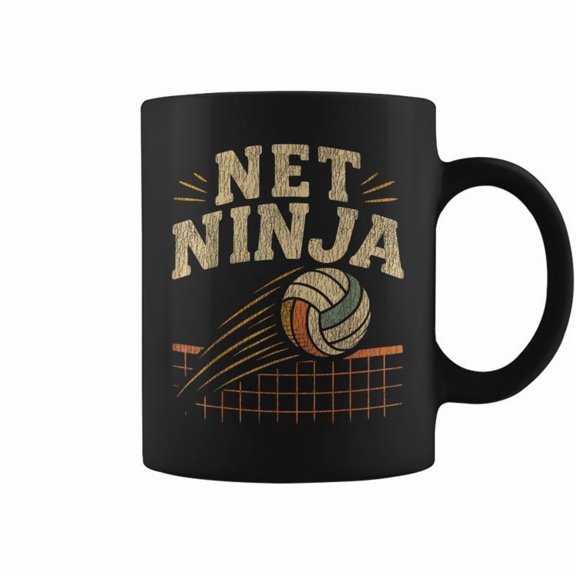 Volleyball Player Team Ninja Retro Net Ninja Coffee Mugs