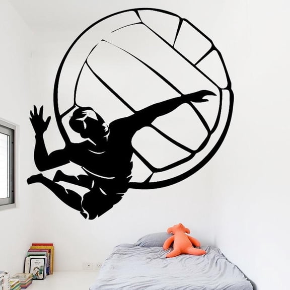 Volleyball Player Wall Sticker for Boys Bedroom Decoration Removeable Waterproof Vinyl Wall Decals Creative Pattern 30x30cm