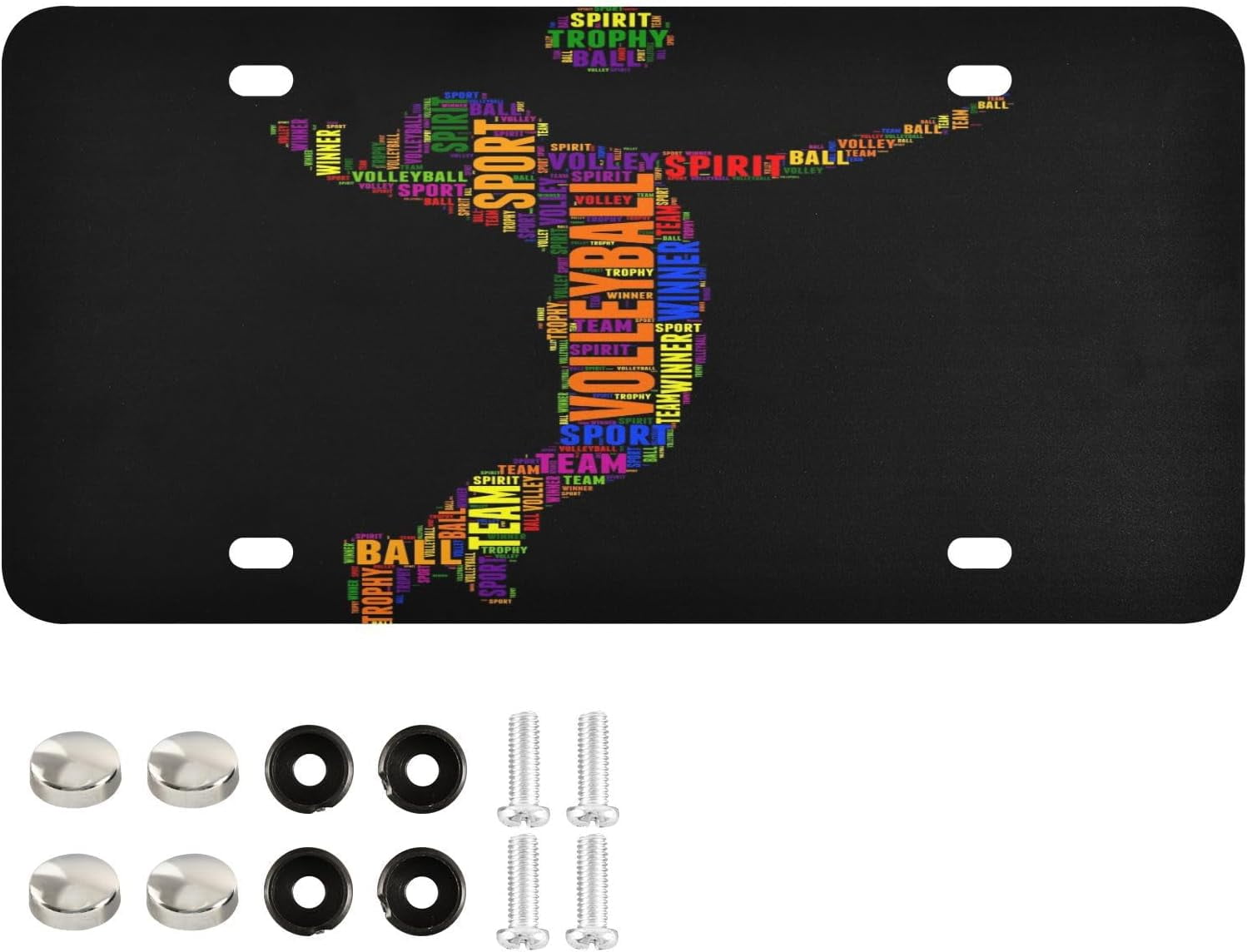 Volleyball Player Word License Plates Front License Plate Covers Metal Car Tag for Automotive