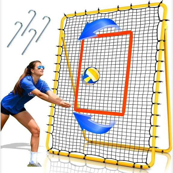 Volleyball Rebounder Net, 5-Angle Volleyball Training Equipment, Adjustable Rebounder Net Practice Setting, Spiking, and Bumping, Practice Net for Baseball, Softball, Lacrosse, Soccer