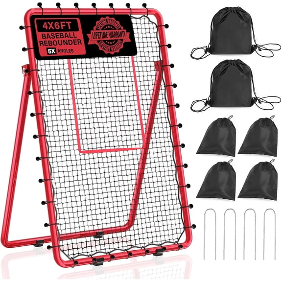 Volleyball Rebounder Net 6x4 FT with Adjustable Angles | Bounce  Net for , Multi- for Lacrosse, Baseball, Tennis, Softball, Backyard