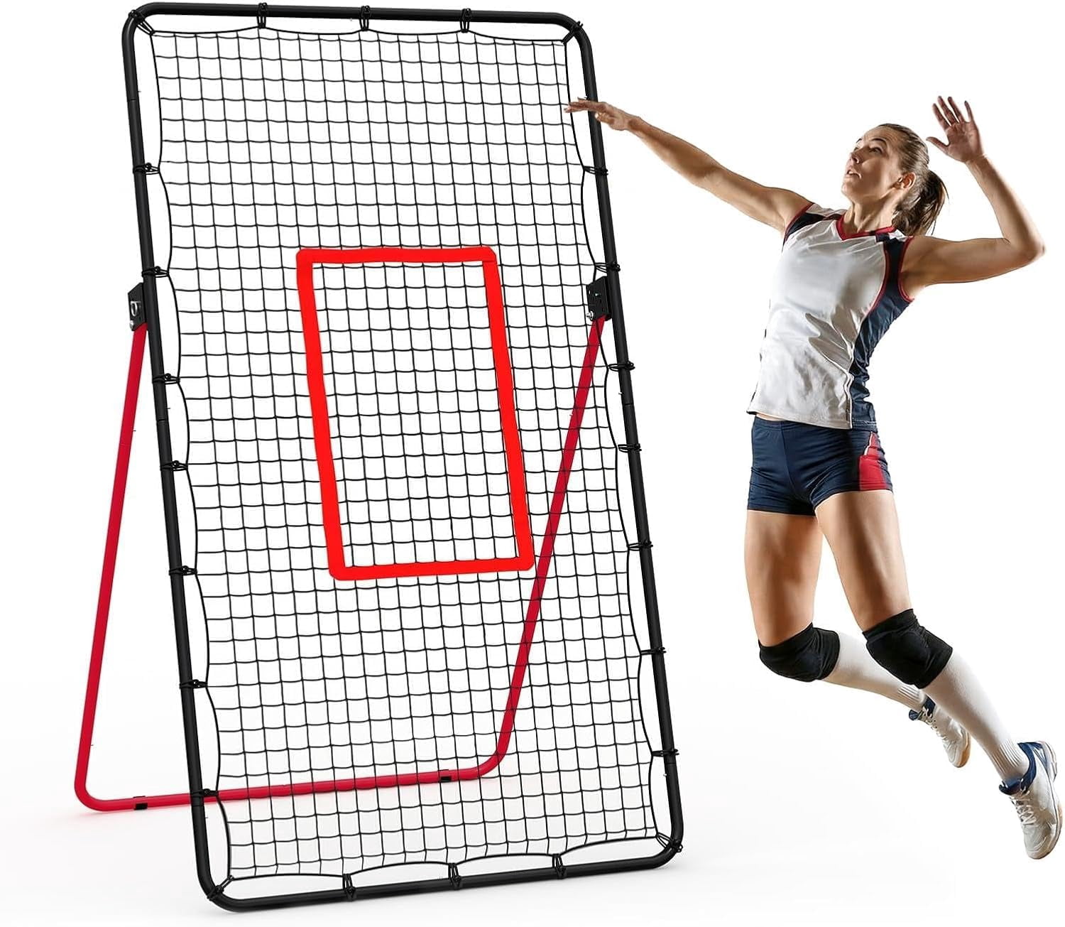 Volleyball Rebounder Net 7x4 ft, Portable Bounce Back Net with 5 ...