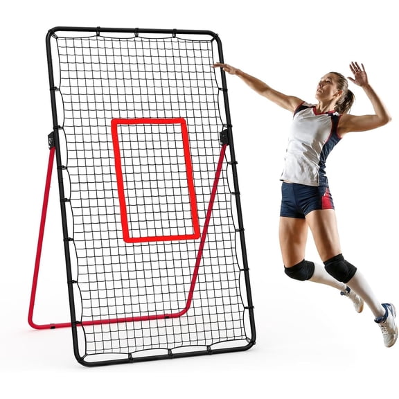 Volleyball Rebounder Net 7x4 ft, Portable Bounce Back Net with 5 Adjustable Angles for Backyard, Indoor & Outdoor Practice, Sturdy Multi-Sport Return Trainer for Volleyball, Baseball, Softball