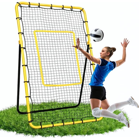 Volleyball Rebounder Net 7x4 ft - Professional Solo Volleyball Training Equipment for Spiking Setting Passing - Adjustable High-Tension Practice Net, Heavy Duty Outdoor Trainer for Backyard