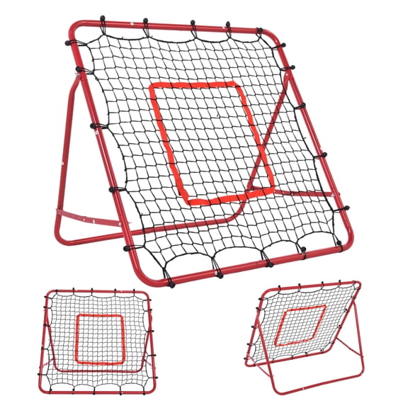 Volleyball Rebounder Net, Baseball Lacrosse Soccer Rebound Pitchback Net, Bounce Back Training Equipment with Angle Customization for Practicing Volleying, Bumping, Spiking