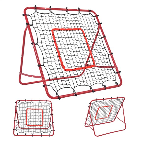 Volleyball Rebounder Net, Baseball Lacrosse Soccer Rebound Pitchback Net, Bounce Back Training Equipment with Angle Customization for Practicing Volleying, Bumping, Spiking