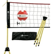 30 ft Volleyball Set, Quick Assembly, Official Size Net with Adjustable Height, Steel Poles, Ball Included, by MD Sports